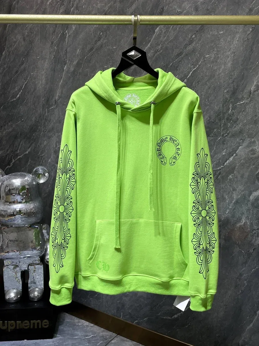 Chrome Hearts Chrome Hearts Cemetery Cross Neon Lime Green Hoodie Green