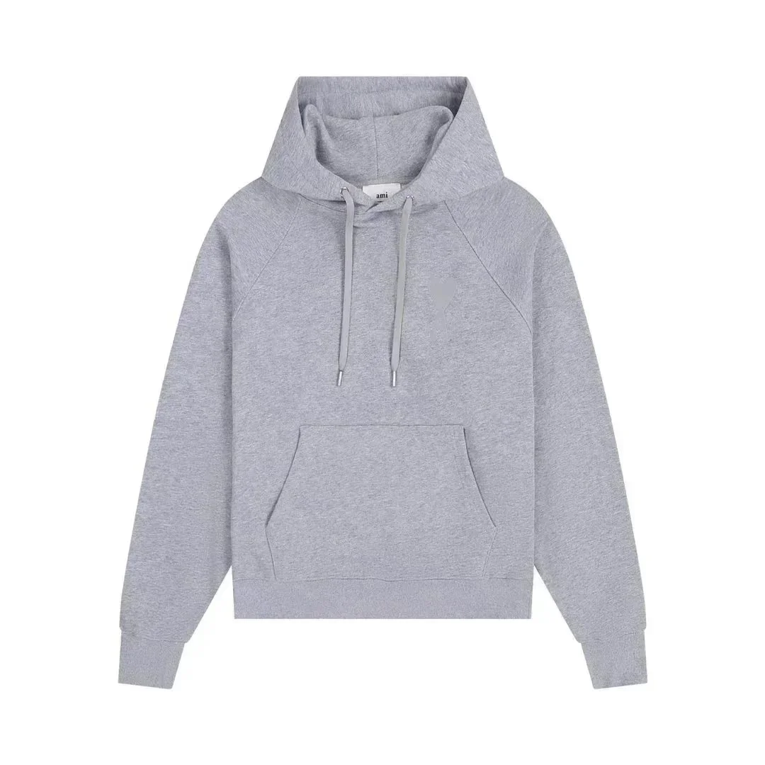Ami Paris Ami Grey Heart Hoodie Sweatshirt Grey - 1