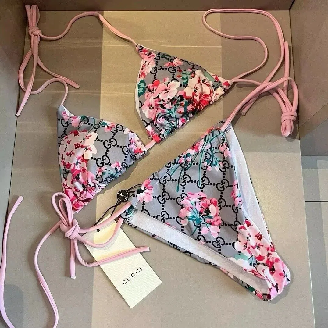 Gucci Gucci GG Supreme Floral Grey Bikini Set Grey