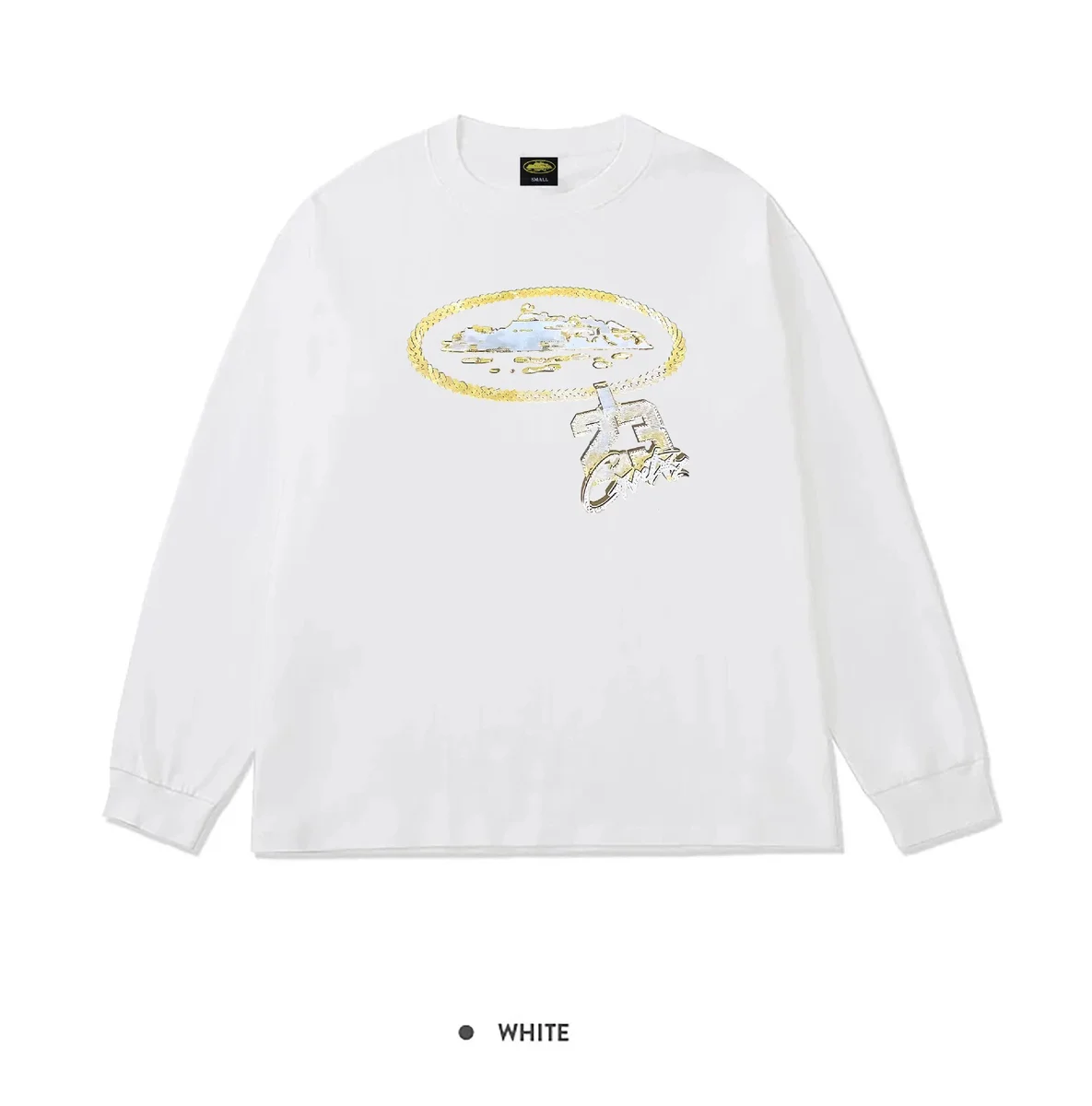 Other White Gold Chain Print Long Sleeve T-Shirt White - 1