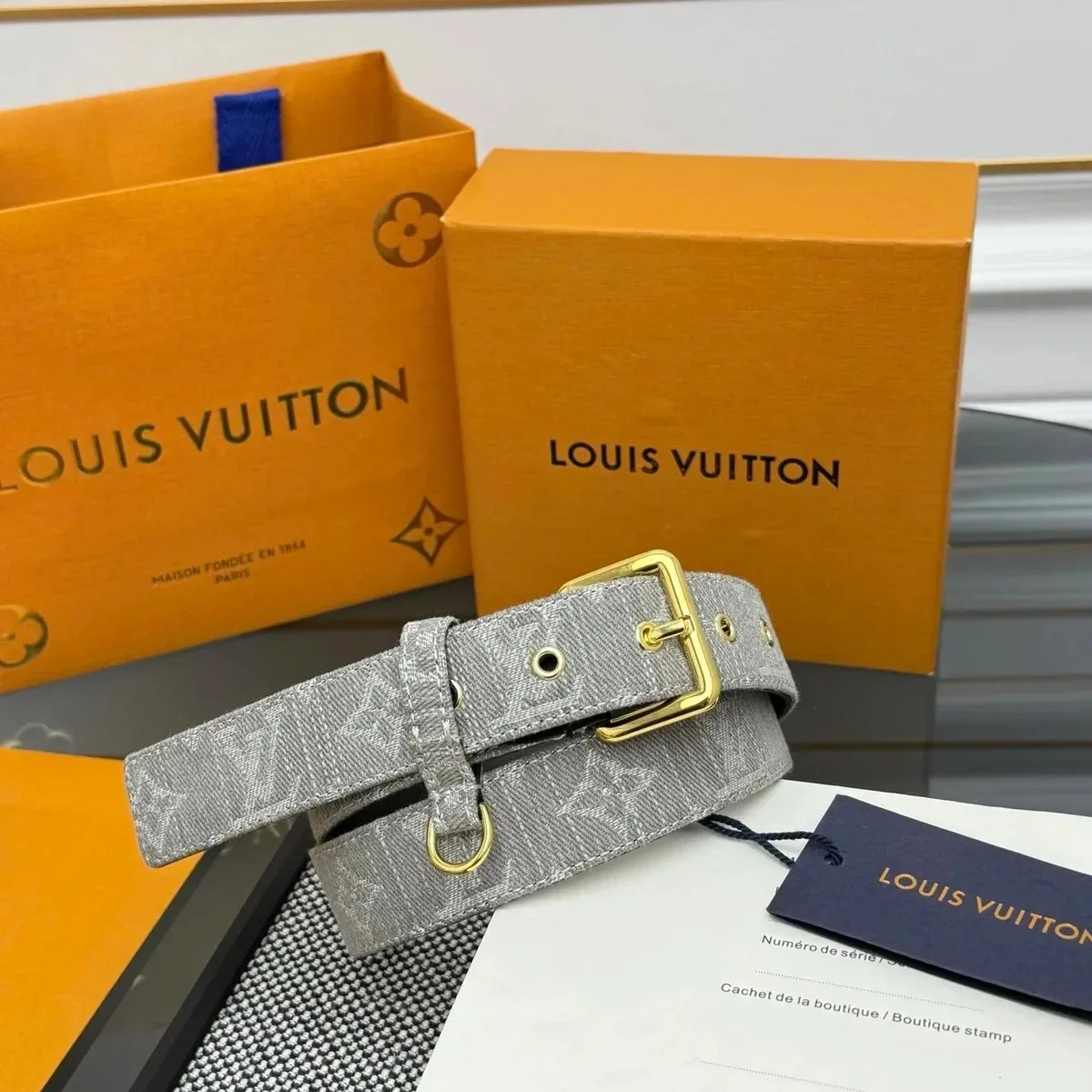 Louis Vuitton Louis Vuitton Monogram Grey Belt Grey