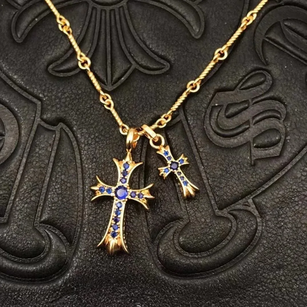 Chrome Hearts Chrome Hearts CH Cross B18 Blue Diamond Necklace Gold - 1