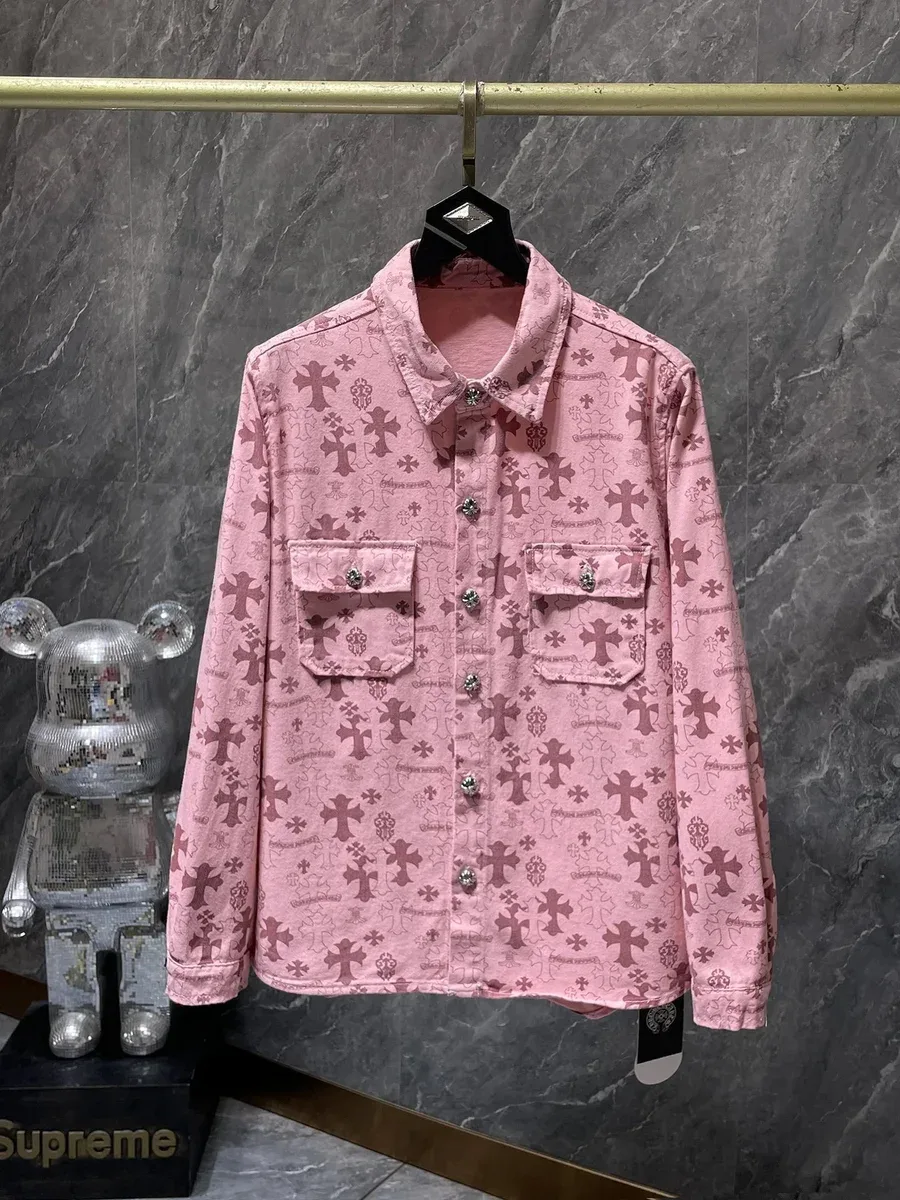 Chrome Hearts Chrome Hearts CH Cross Denim Pink Shirt Pink