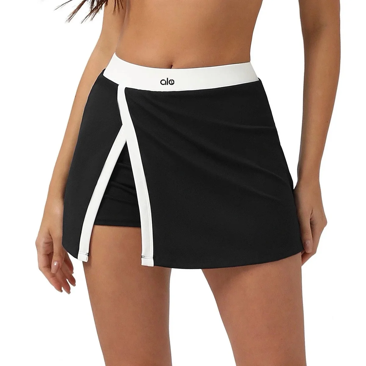 Alo Yoga Alo Black & White Tennis Skirt Black - 1