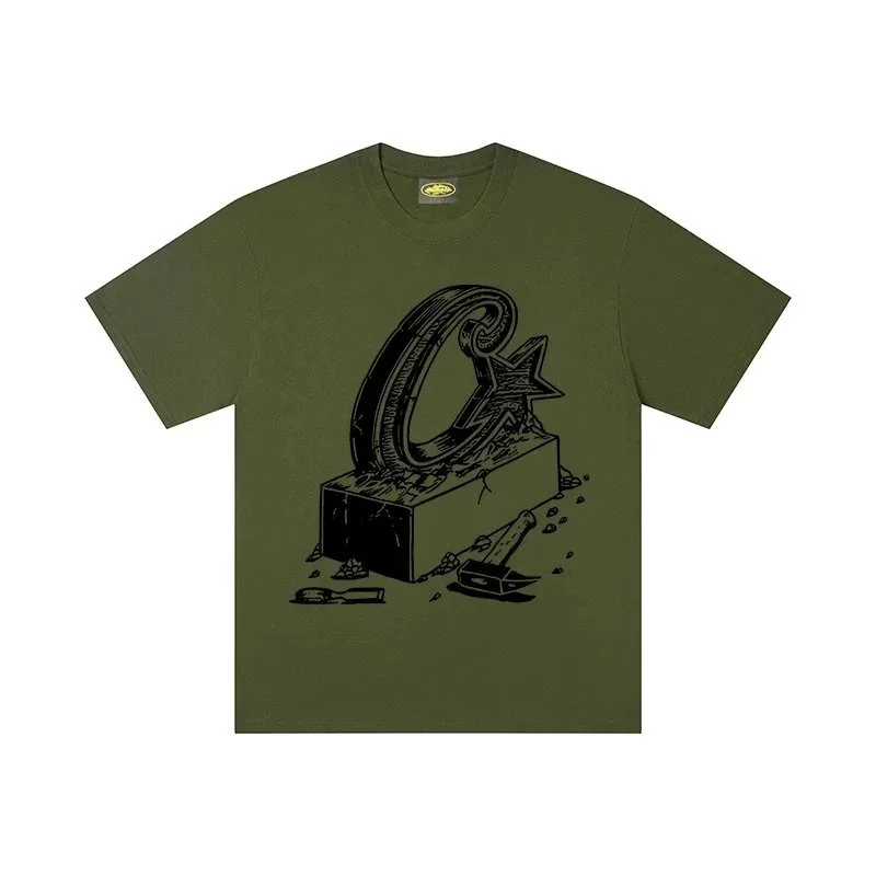 Other Unisex Olive Green Graphic T-Shirt Green - 1