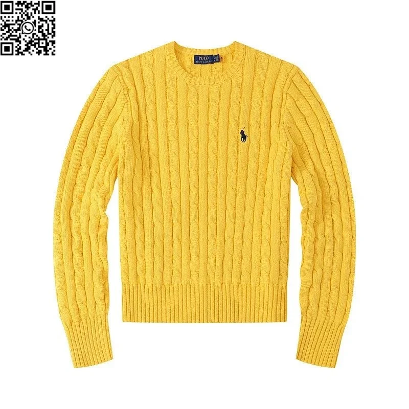 Polo Ralph Lauren Polo Ralph Lauren Classic Logo Yellow Round Neck Cable Knit Sweater Yellow - 1