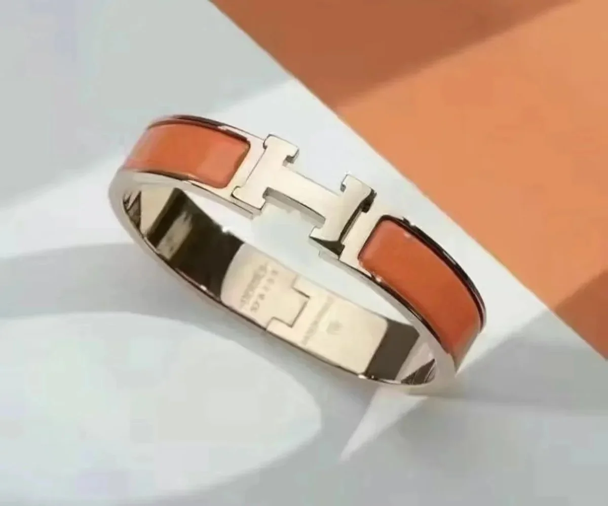 Hermès Hermès H Orange Enamel Bracelet Orange