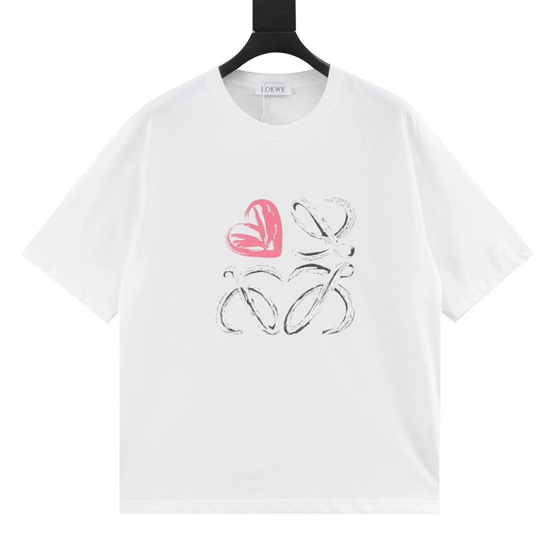 Loewe Loewe Anagram Pink Heart White T-Shirt White