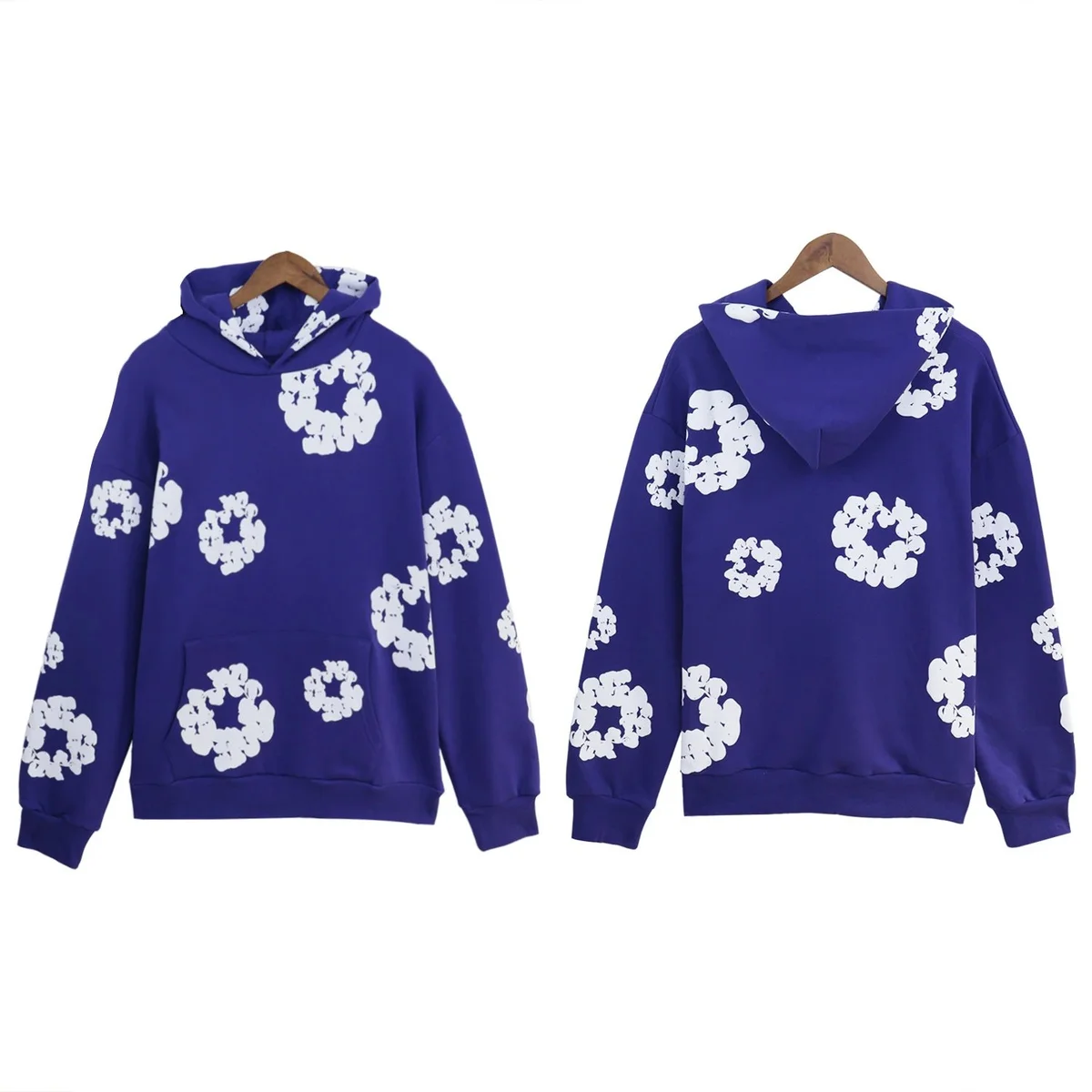 Other Deep Blue Floral Hoodie Sweatshirt Navy - 1