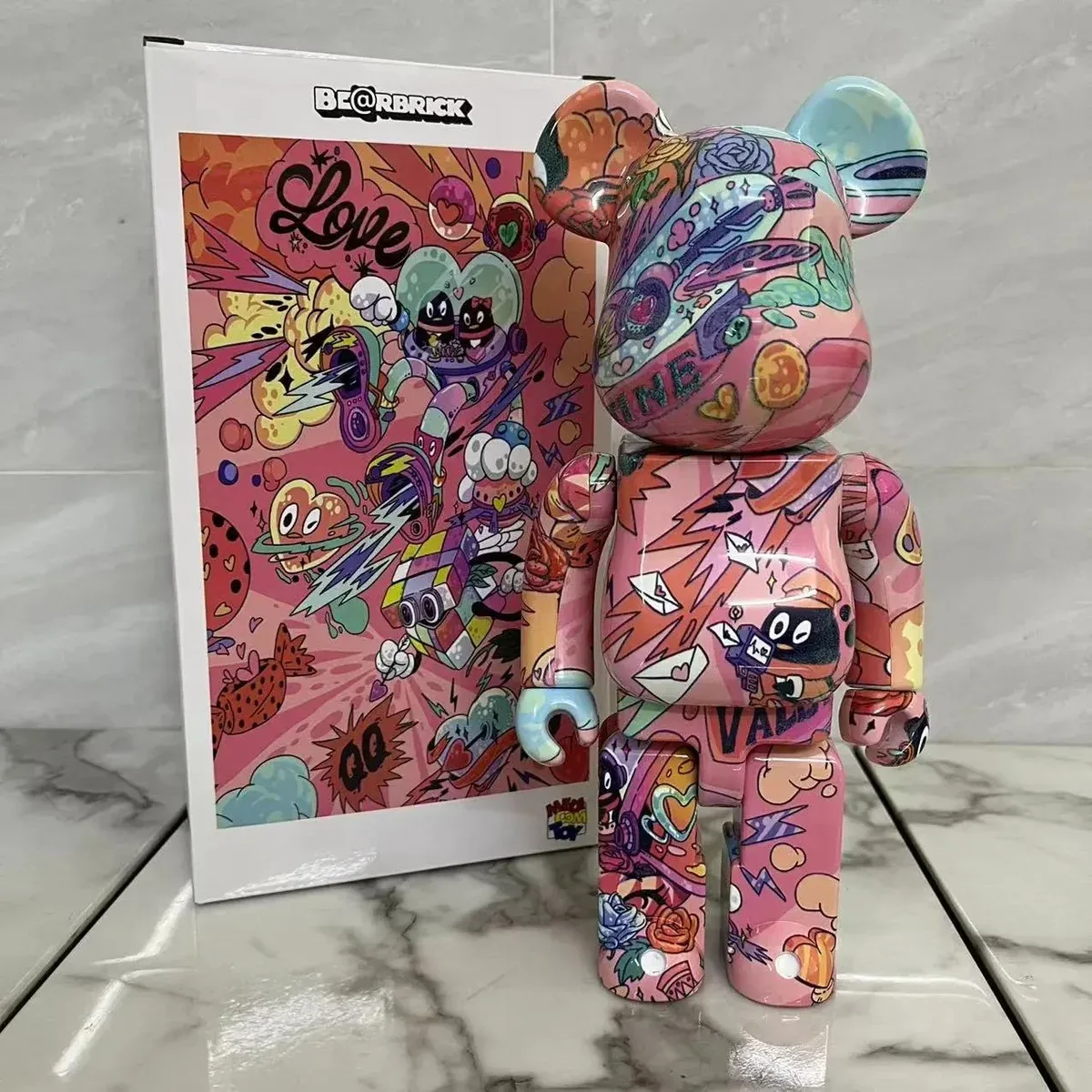 Medicom Toy Medicom Toy BE@RBRICK QQ Collaboration Bearbrick Figure Pink - 1