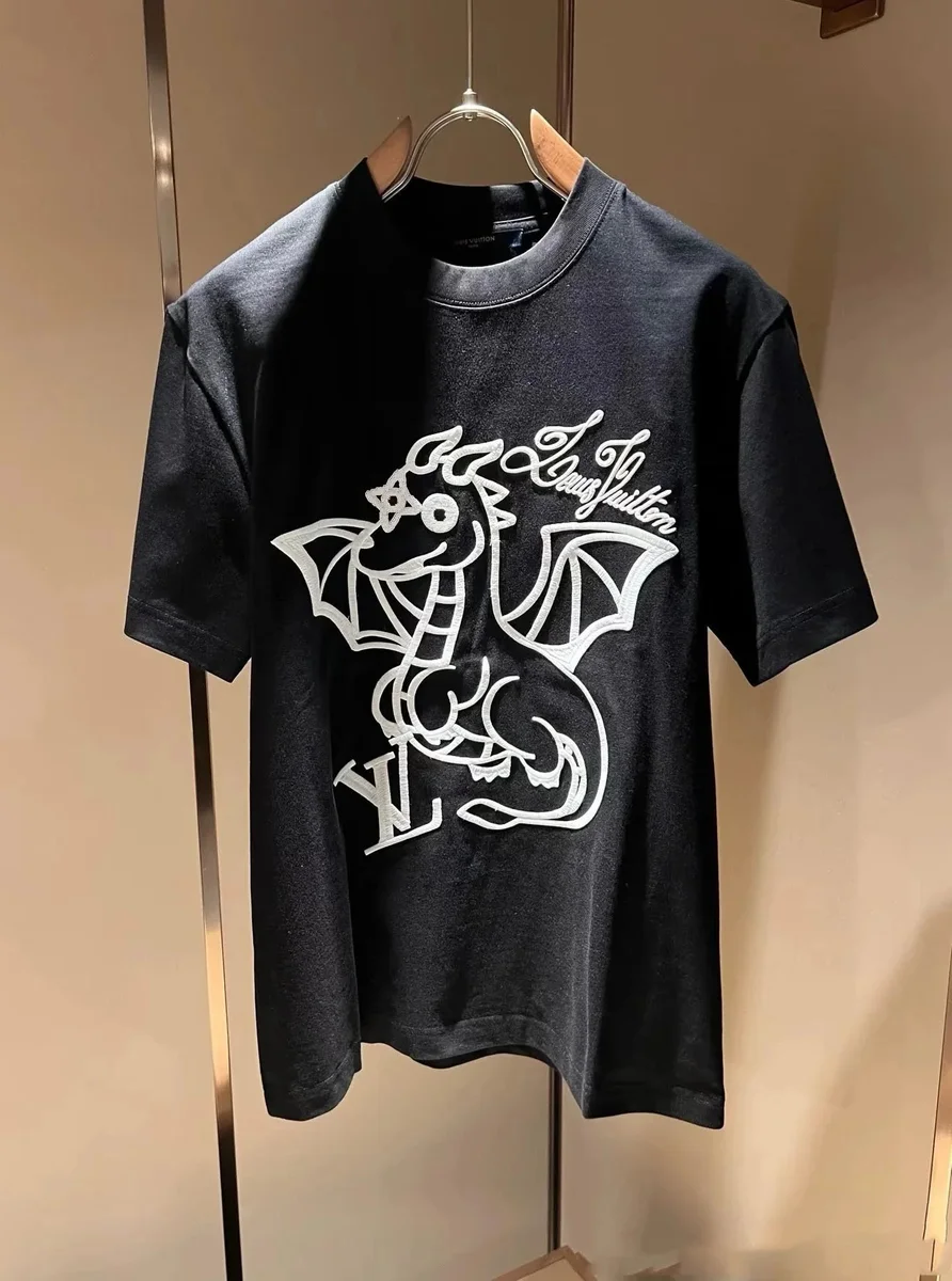 Louis Vuitton Louis Vuitton Black/White Dragon Print T-Shirt Black