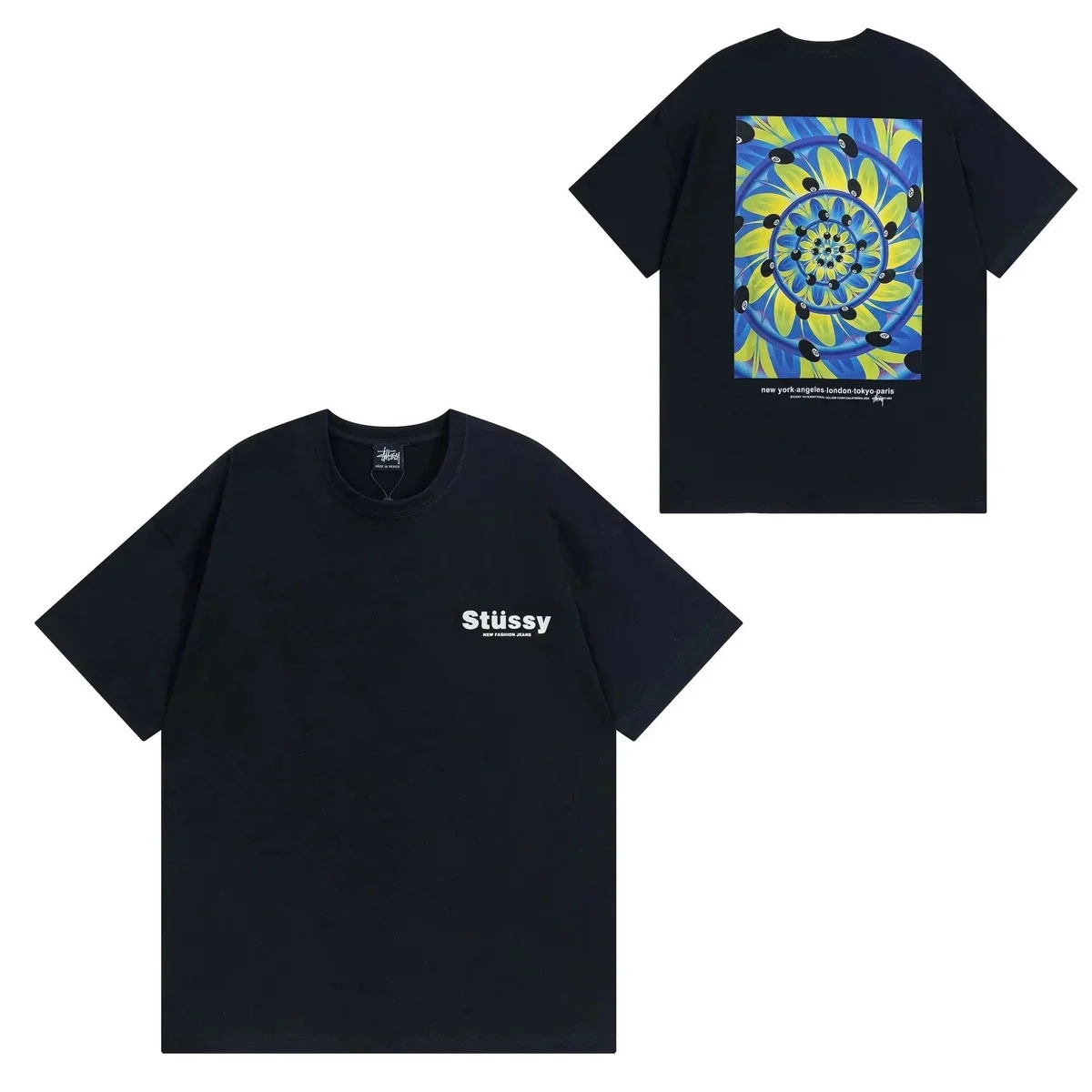 Stussy Stüssy STX-020 Black Spiral Print T-Shirt Black - 1