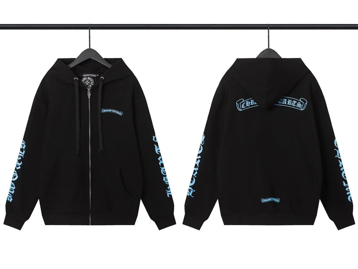 Chrome Hearts Chrome Hearts CH Cross Black Hoodie with Blue Embroidery Black - 1
