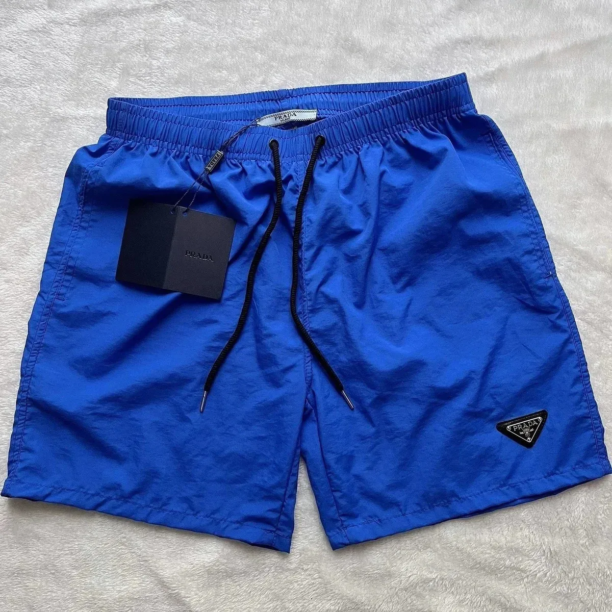 Prada Prada Blue Trinoma Logo Shorts Blue - 1