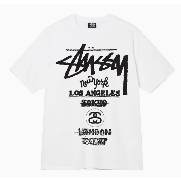 Stussy Stüssy White/Black Cities T-Shirt White - 1