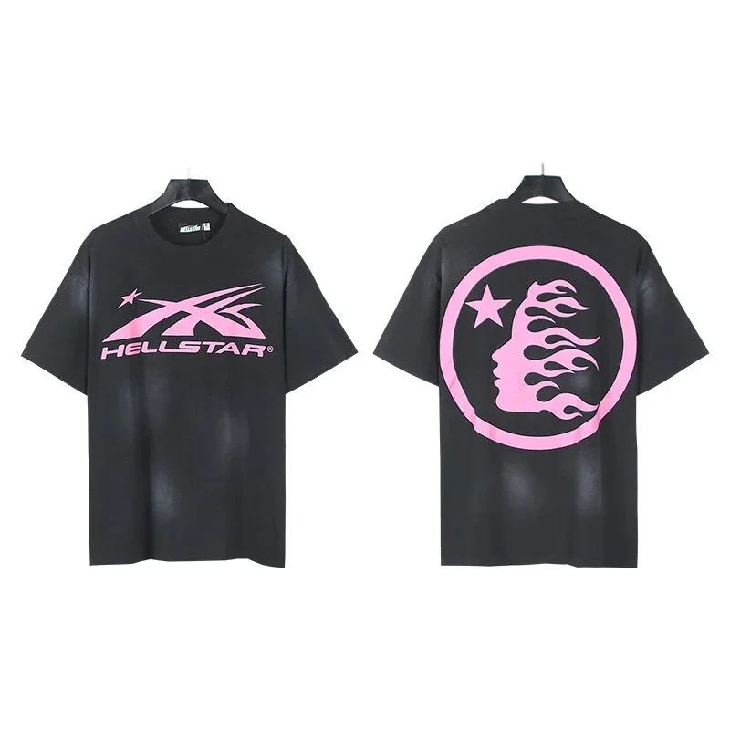 Hellstar Hellstar Studios Washed Black Pink Graphic T-Shirt Black