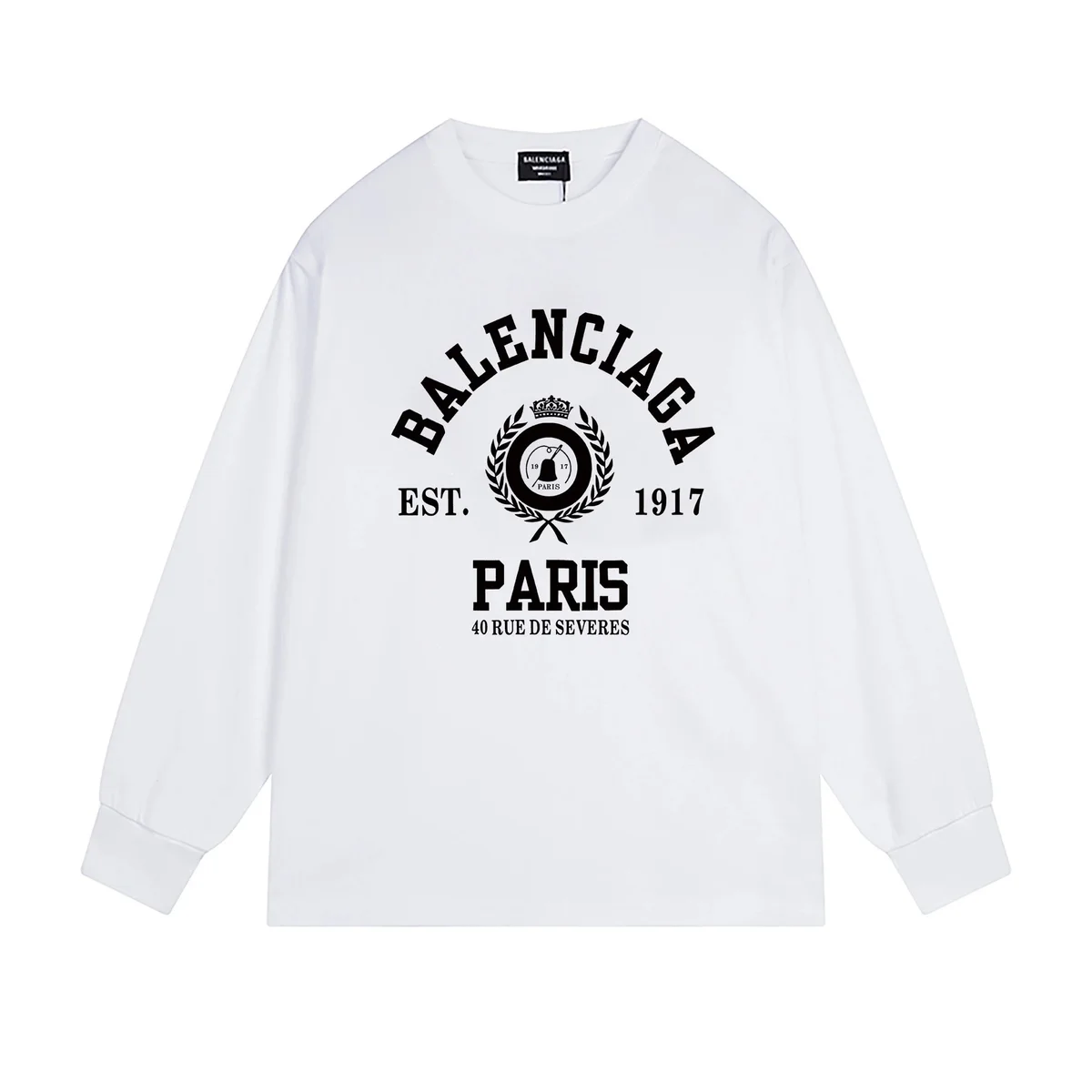 Balenciaga Balenciaga White Paris Long Sleeve T-Shirt White - 1