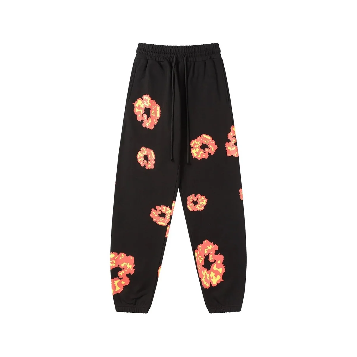 Other Black Orange Flame Print Sweatpants Black - 1