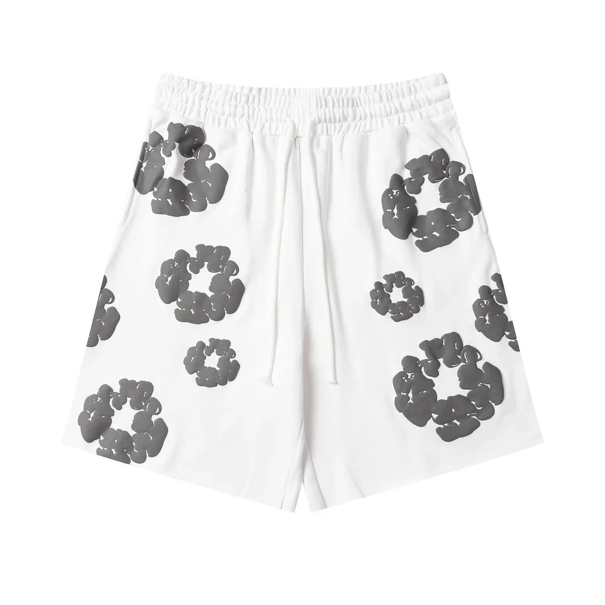 Other White with Grey Floral Print Shorts White - 1
