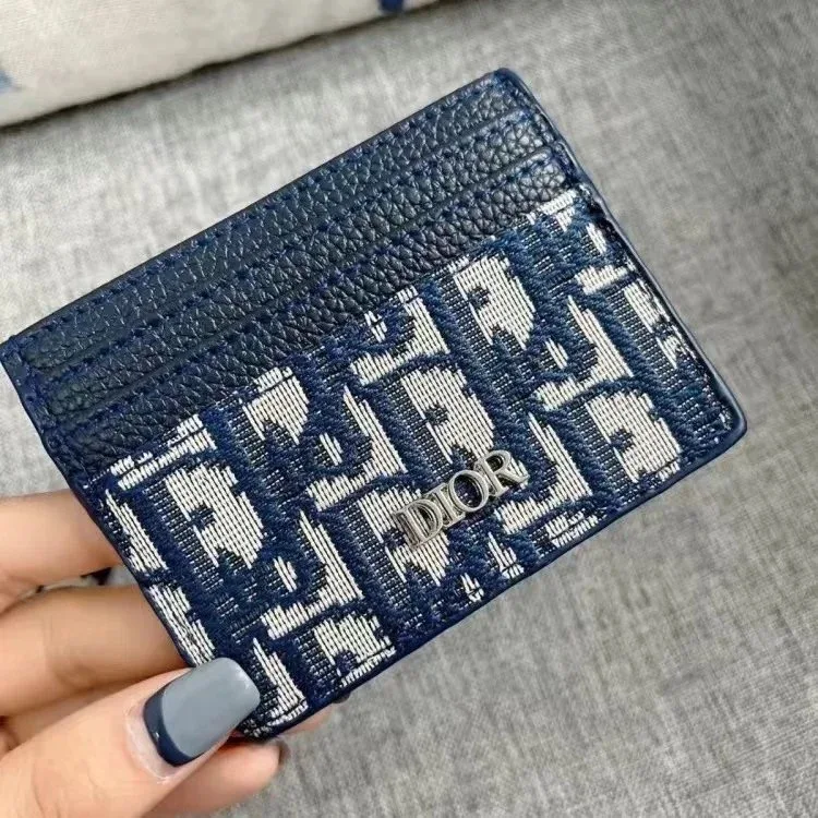 Dior Dior Dior Oblique Card Holder Navy/White Navy