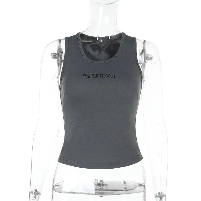 Other Solid Grey 'IMPORTANT' Tank Top Grey - 1