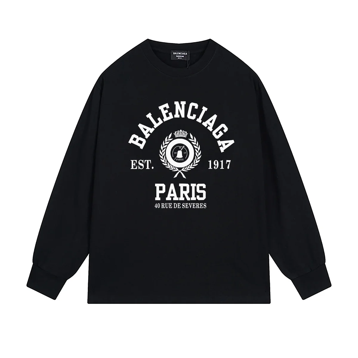 Balenciaga Balenciaga Paris Black Long Sleeve T-Shirt Black - 1
