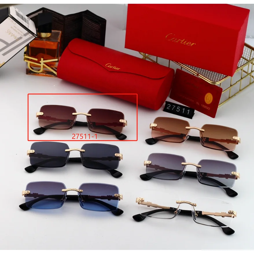 Cartier Cartier Soleil Blanc 27511-1 Gradient Sunglasses Brown - 1