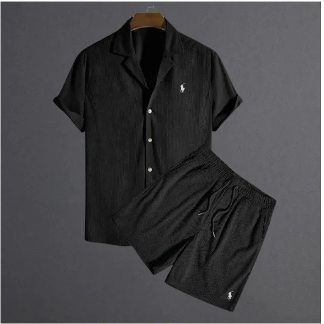 Polo Ralph Lauren Polo Ralph Lauren Black Stripe Set Casual Shorts & Shirt Black - 1