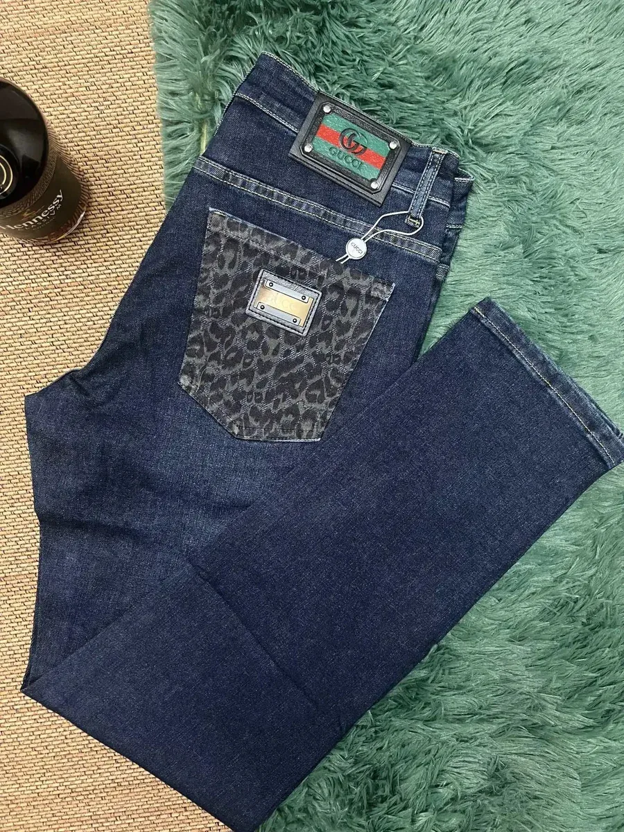 Gucci Gucci Leopard Pocket Denim Jeans 19 Blue