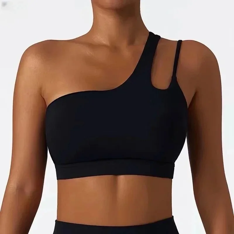 Other Black One-Shoulder Sports Bra Black - 1