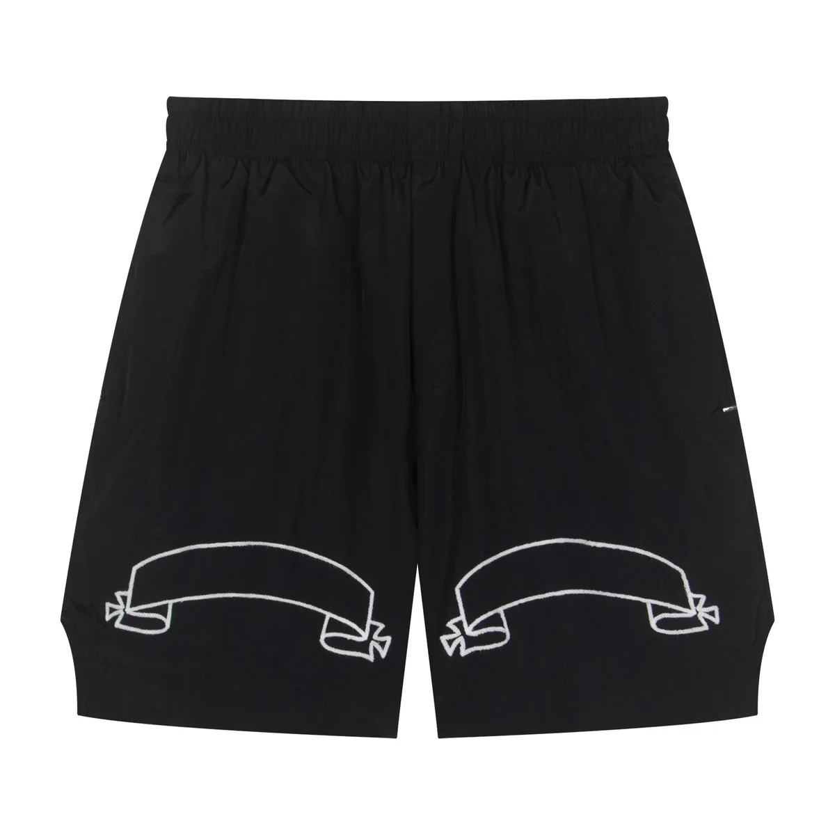Other Black with White Banner Embroidered Shorts Black - 1