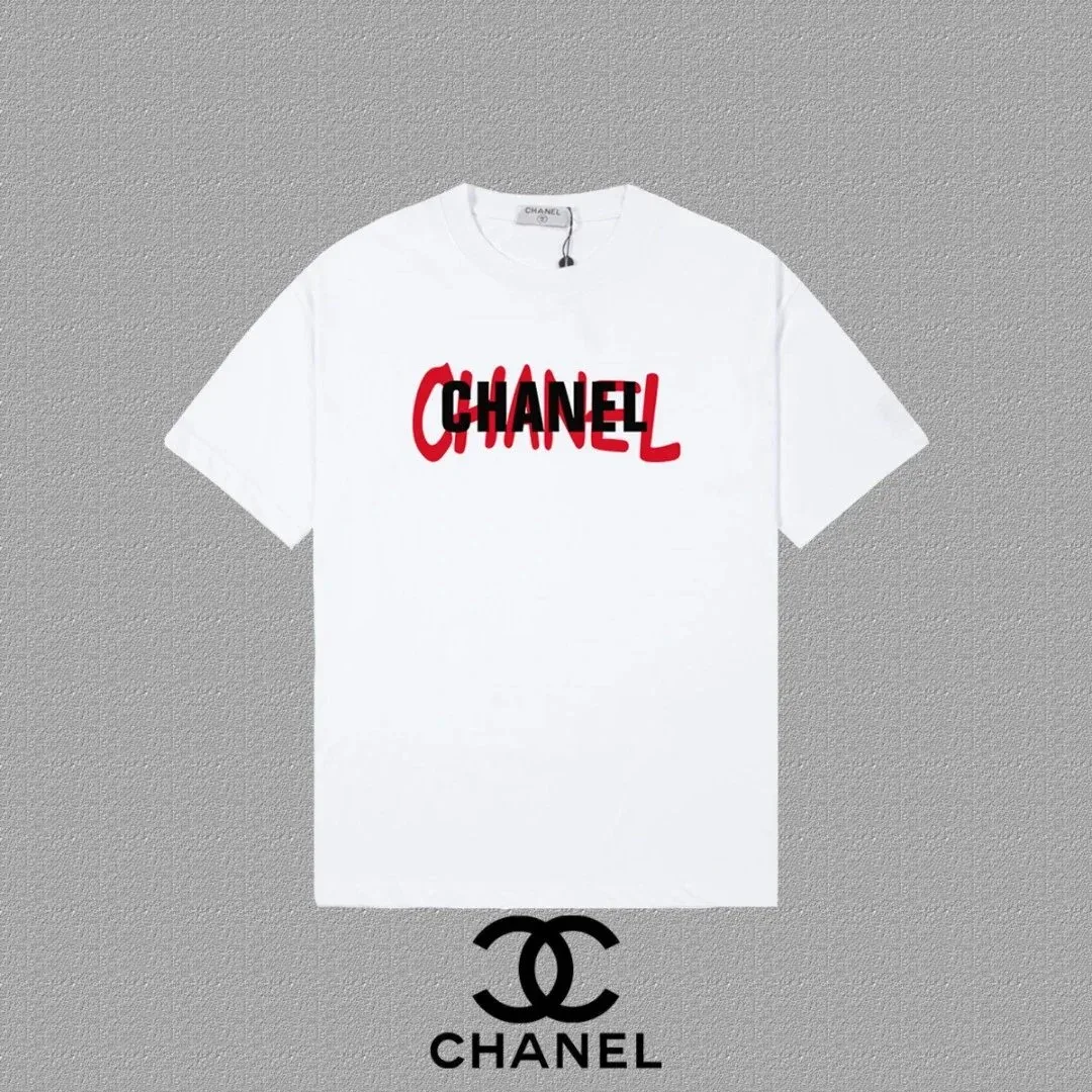 Chanel Chanel White with Red Black Logo T-Shirt White