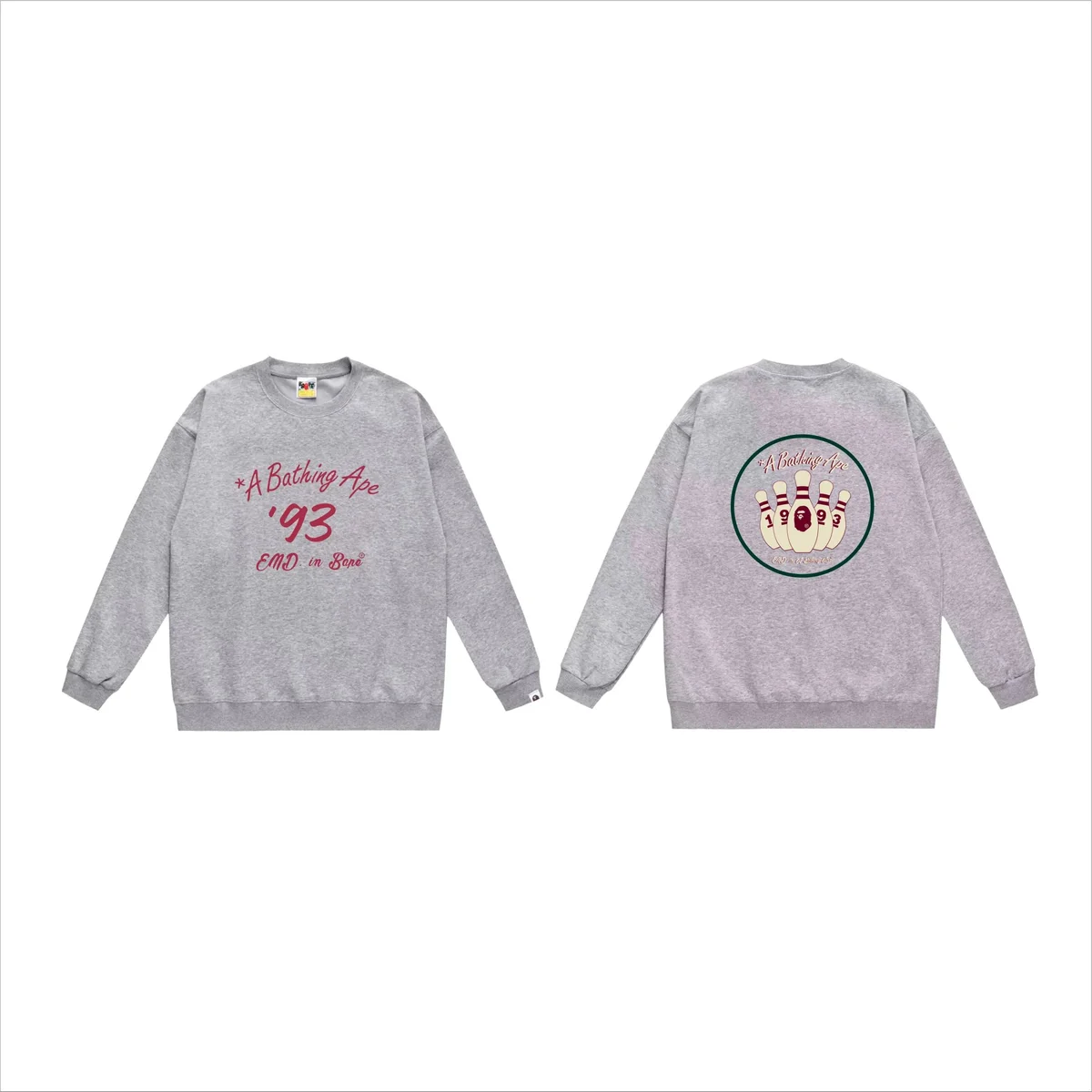 A Bathing Ape A Bathing Ape '93 EMD in Bank Grey Sweatshirt Grey - 1