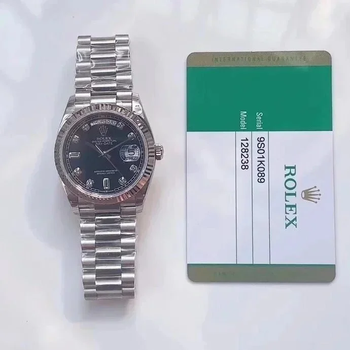 Rolex Rolex Day-Date Black Dial Stainless Steel Watch Black
