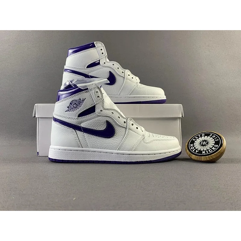 Jordan Jordan Air Jordan 1 White/Purple High Top Sneakers White