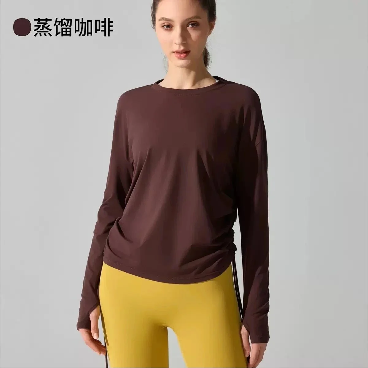Other 蒸馏咖啡 Long Sleeve Top T-Shirt Brown - 1