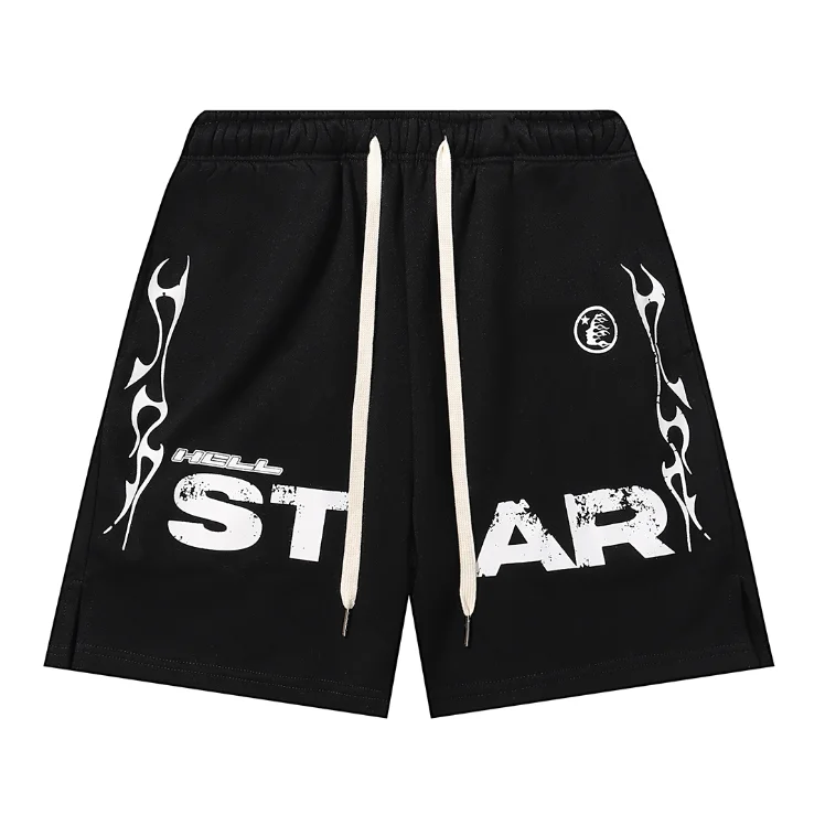Hellstar Hellstar Black/White Flame Shorts Black - 1