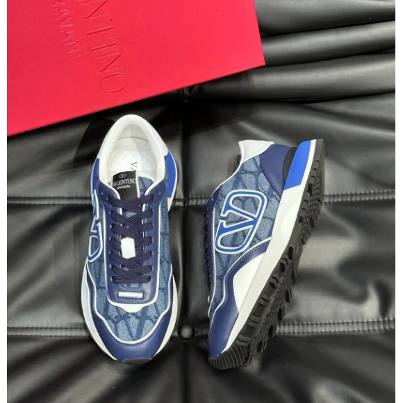 Valentino Valentino Rockstud Blue Denim Sneakers Blue - 1