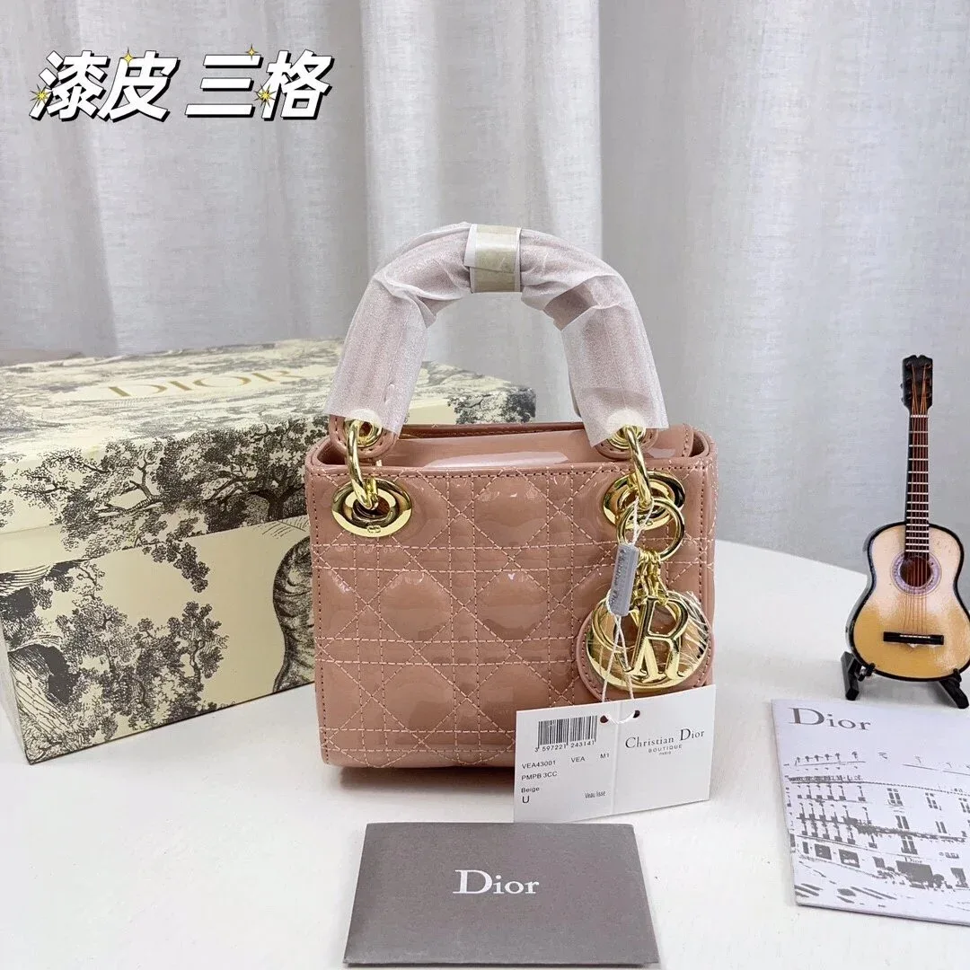 Dior Dior Lady Dior Beige Patent Leather Bag Beige - 1