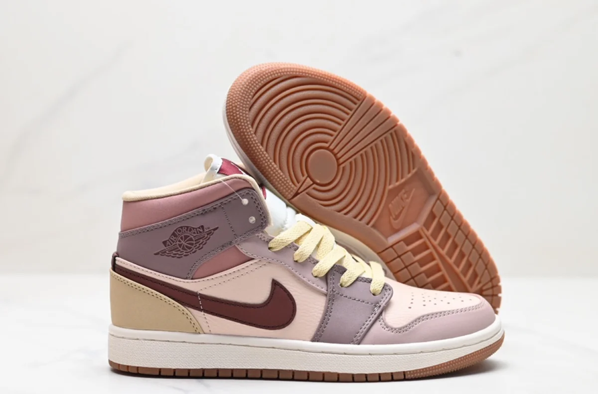 Nike Nike Air Jordan 1 Mid Powder Pink Sail Gum Sole Sneakers Pink - 1