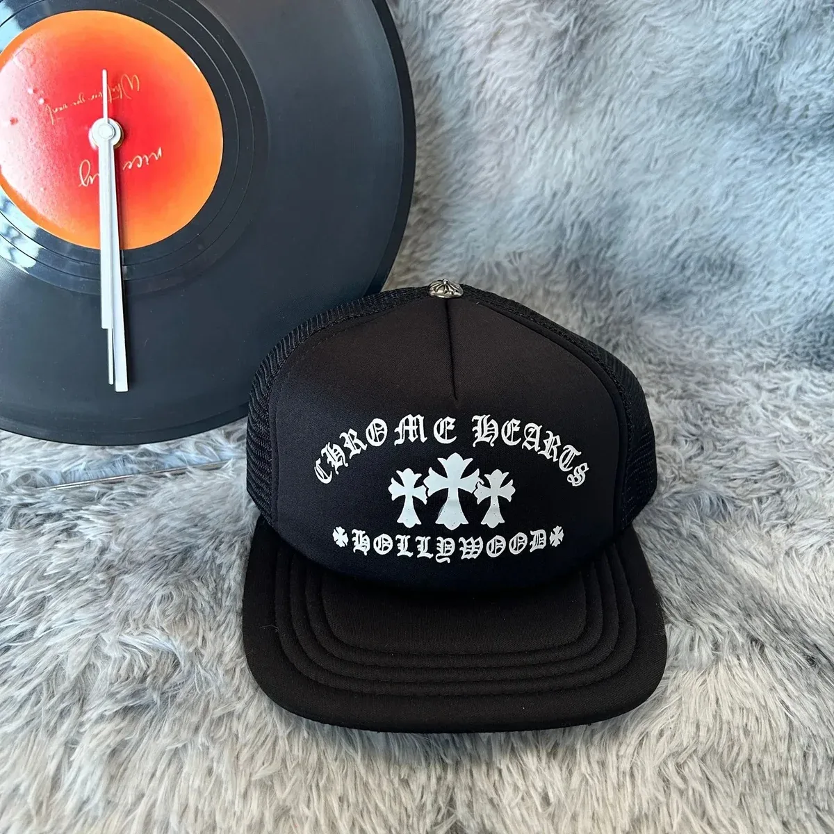 Chrome Hearts Chrome Hearts CH Cross Hollywood Black Trucker Cap Black