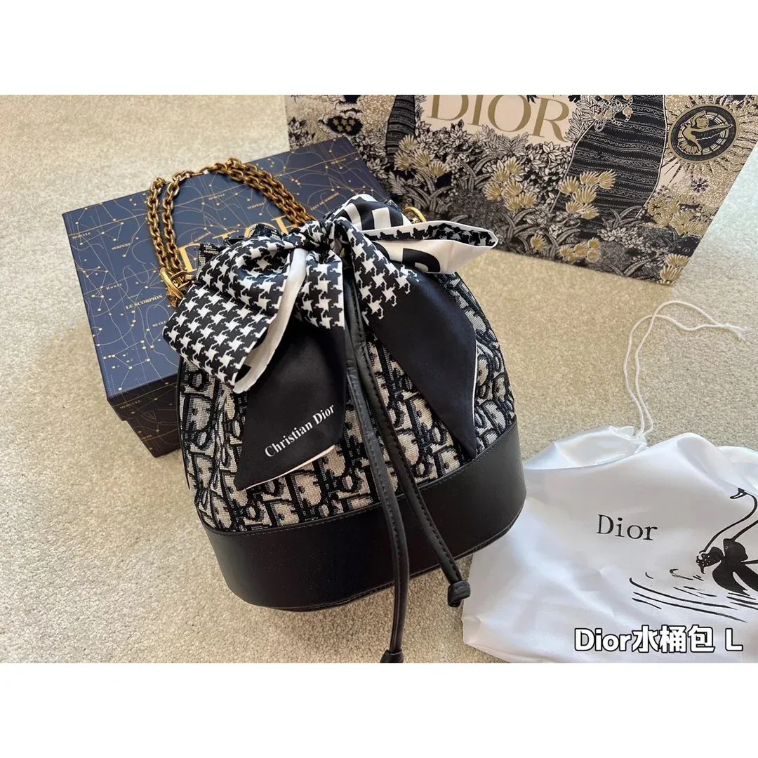 Dior Dior Lady Dior Black & White Bucket Bag Black - 1