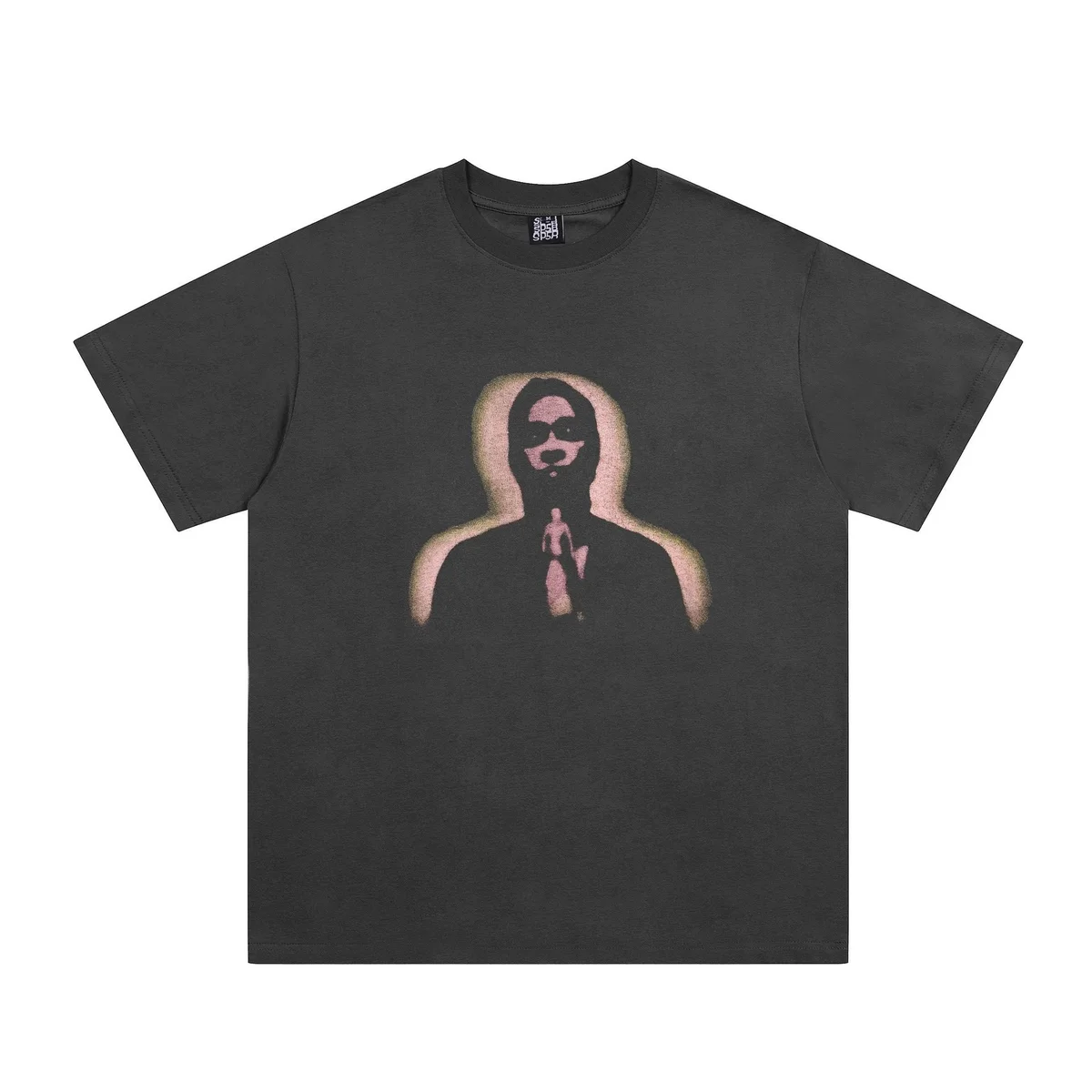 Other Unisex Black Graphic T-Shirt with Hoodie Silhouette Print Black - 1