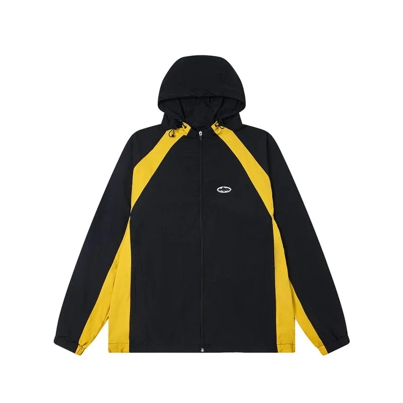 Other Unisex Black & Yellow Windbreaker Jacket Black - 1