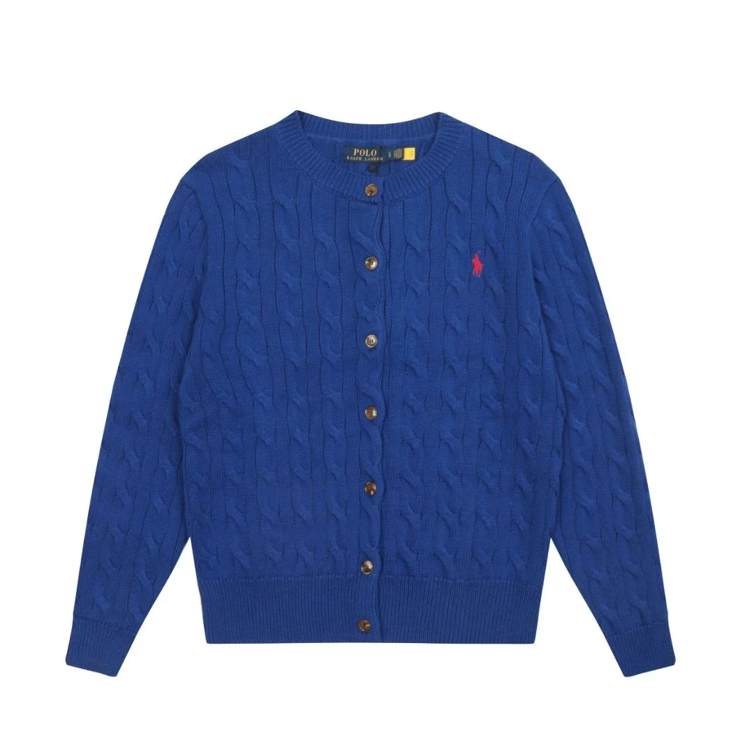 Polo Ralph Lauren Polo Ralph Lauren Classic Logo Cable Knit Cardigan Blue Blue - 1