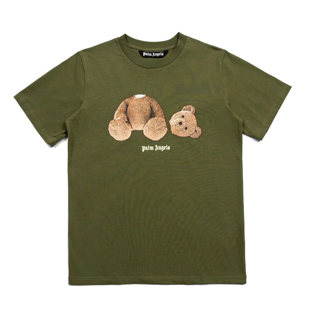 Palm Angels Palm Angels Bear Olive Green T-Shirt Green - 1