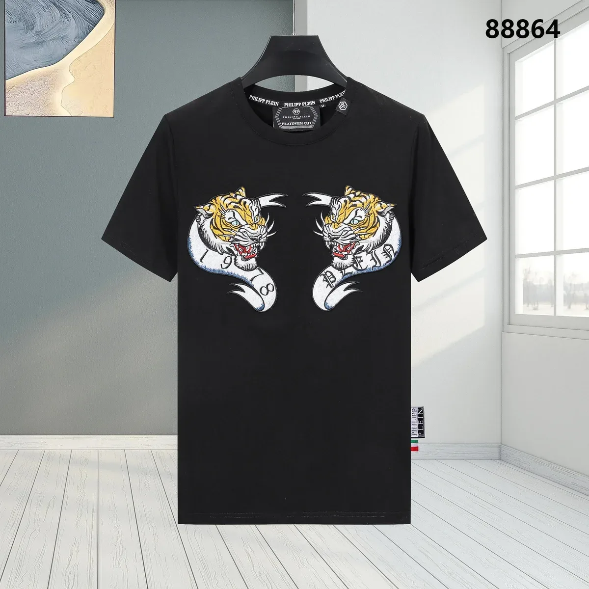 Philipp Plein Philipp Plein Plein Black Tiger Embroidery T-Shirt Black - 1