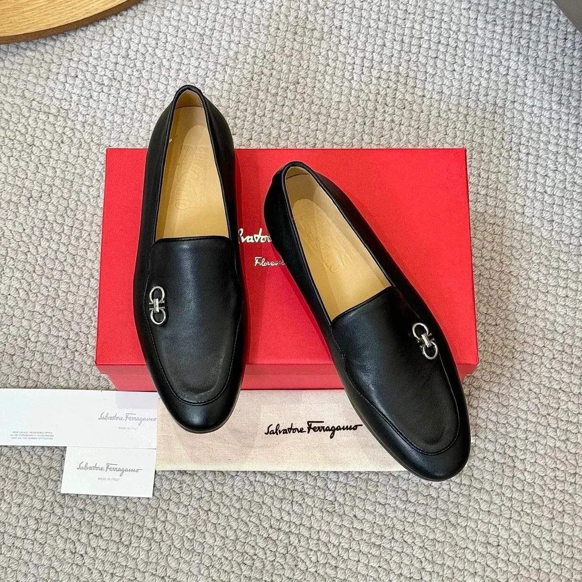Salvatore Ferragamo Salvatore Ferragamo Gancini Black Loafers Black
