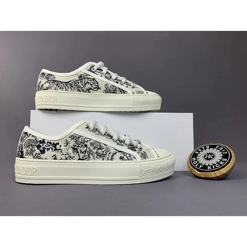 Dior Dior Lady Dior Black & White Animal Print Sneakers White - 1
