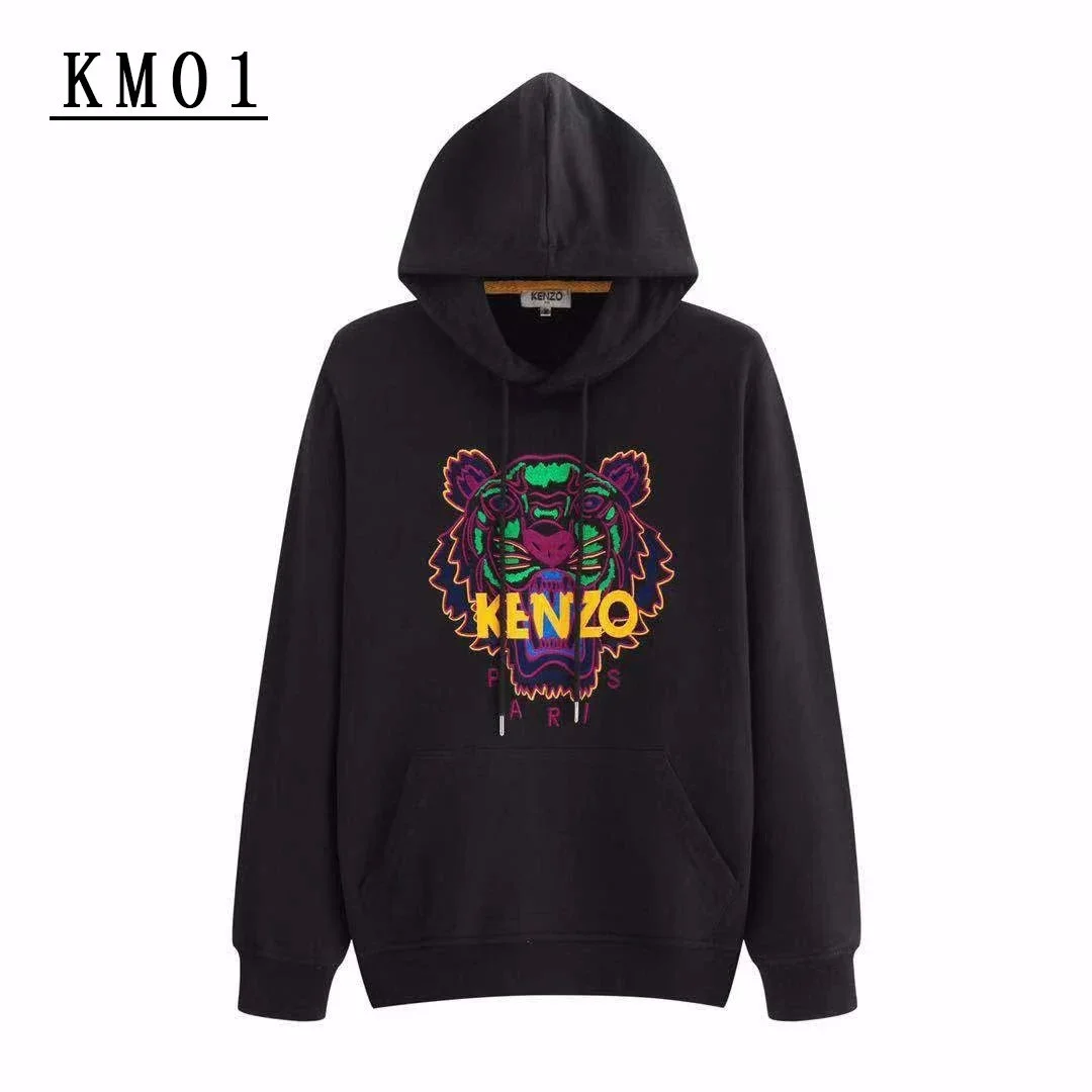 Kenzo Kenzo KM01 Tiger Embroidered Hoodie Black Black - 1